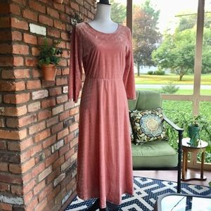 Suzanne Betro Dusty Rose Velvet Midi Dress
